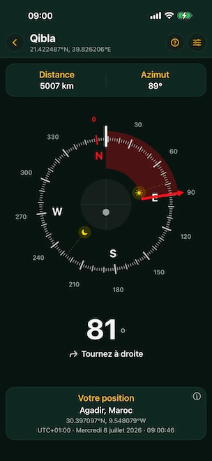 Boussole de la Qibla